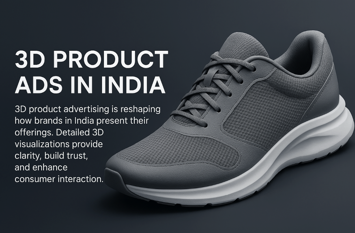 3D Product Ads in India - High-quality 3D rendered athletic sneaker with detailed textures and professional lighting